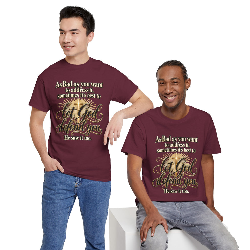 Let God Defend You Inspirational Christian T-Shirt