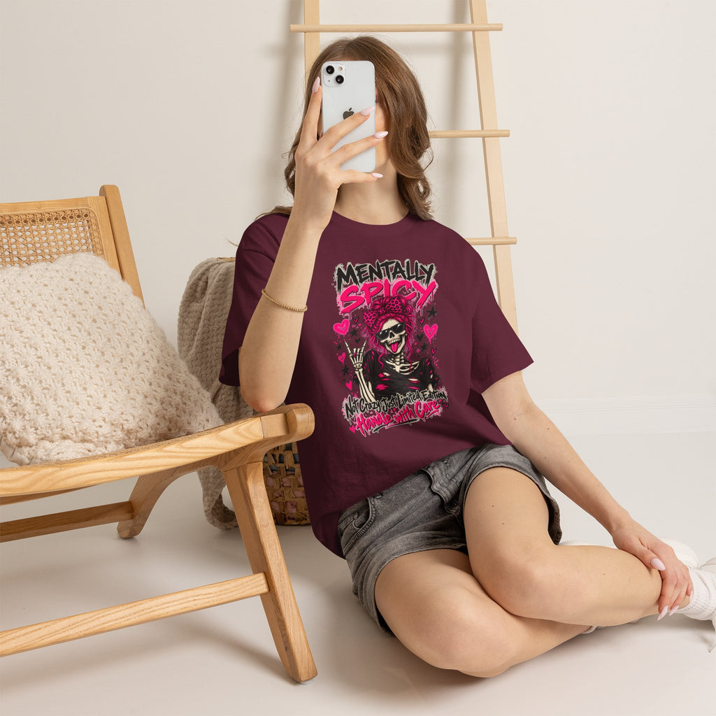 Mentally Spicy Skeleton Graphic T-Shirt