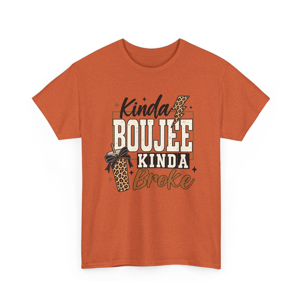 Kinda Boujee Kinda Broke Tee — Leopard Coffee Cup Graphic Shirt