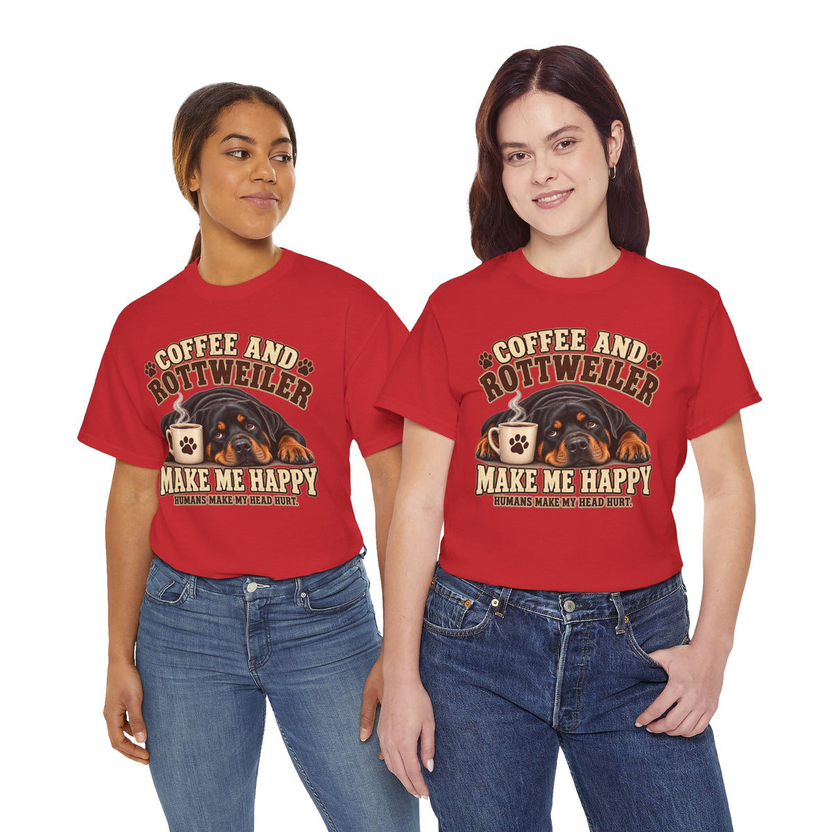 Coffee and Rottweiler Tee — "Coffee and Rottweiler Make Me Happy" Dog Lover Shirt