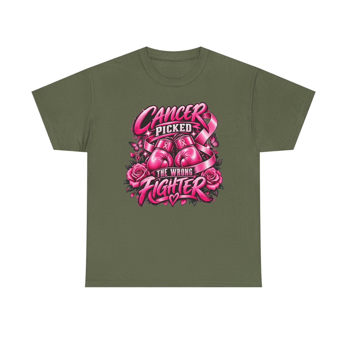 Cancer Picked The Wrong Fighter T-Shirt — Breast Cancer Awareness Support Tee