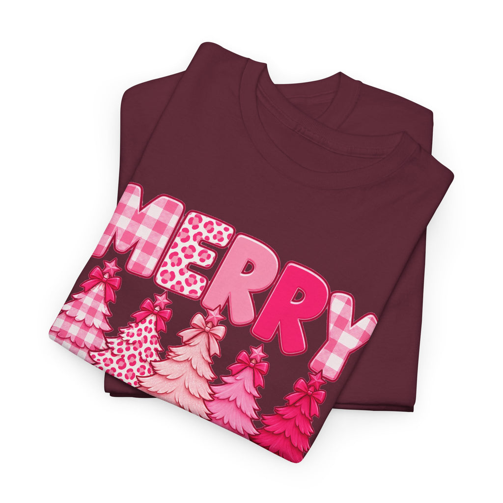 Merry Christmas Pink Christmas Tree T-Shirt