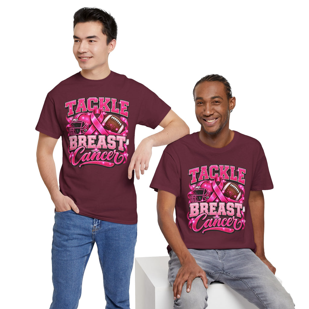 T-Shirt — "Tackle Breast Cancer" Pink Football Awareness Tee