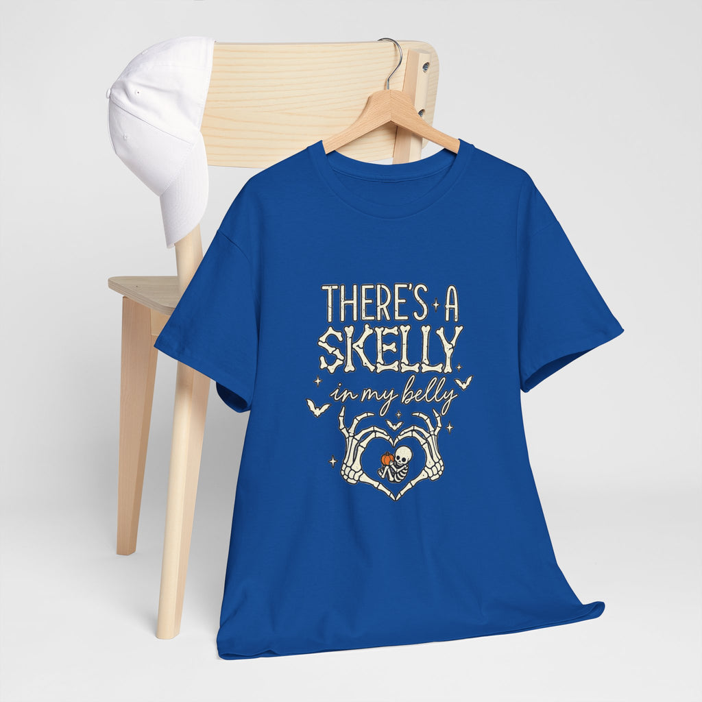 Skeleton Heart T‑Shirt — "There's a Skelly in My Belly" Cute Halloween Tee