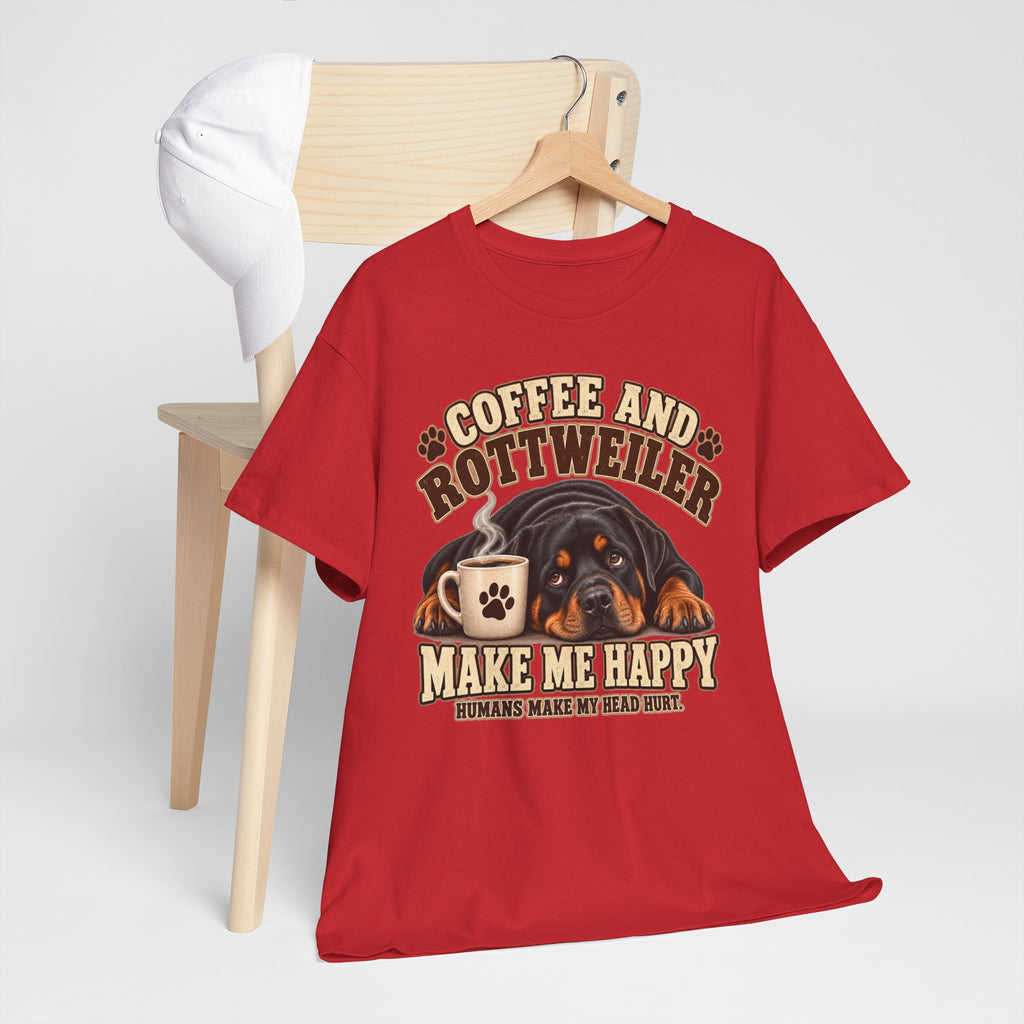 Coffee and Rottweiler Tee — "Coffee and Rottweiler Make Me Happy" Dog Lover Shirt