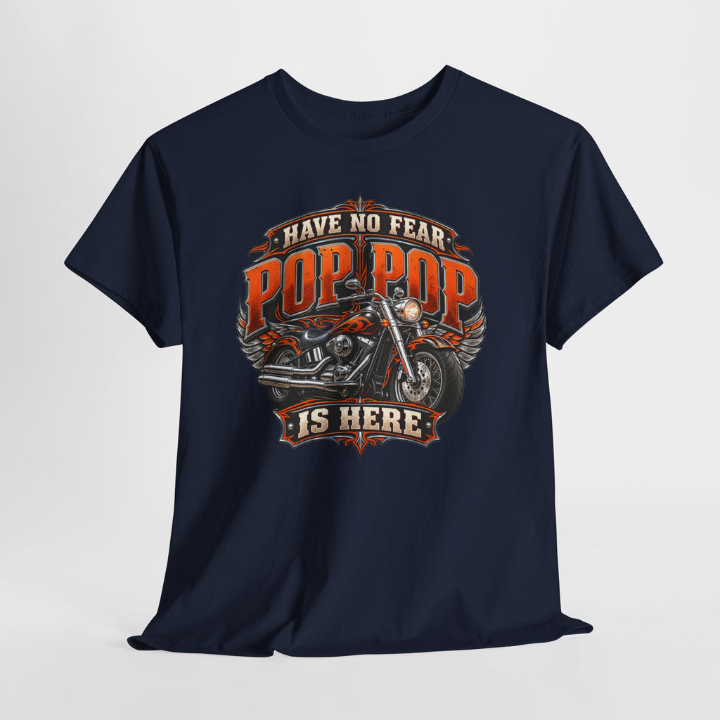 Pop Pop Is Here Motorcycle Dad T-Shirt