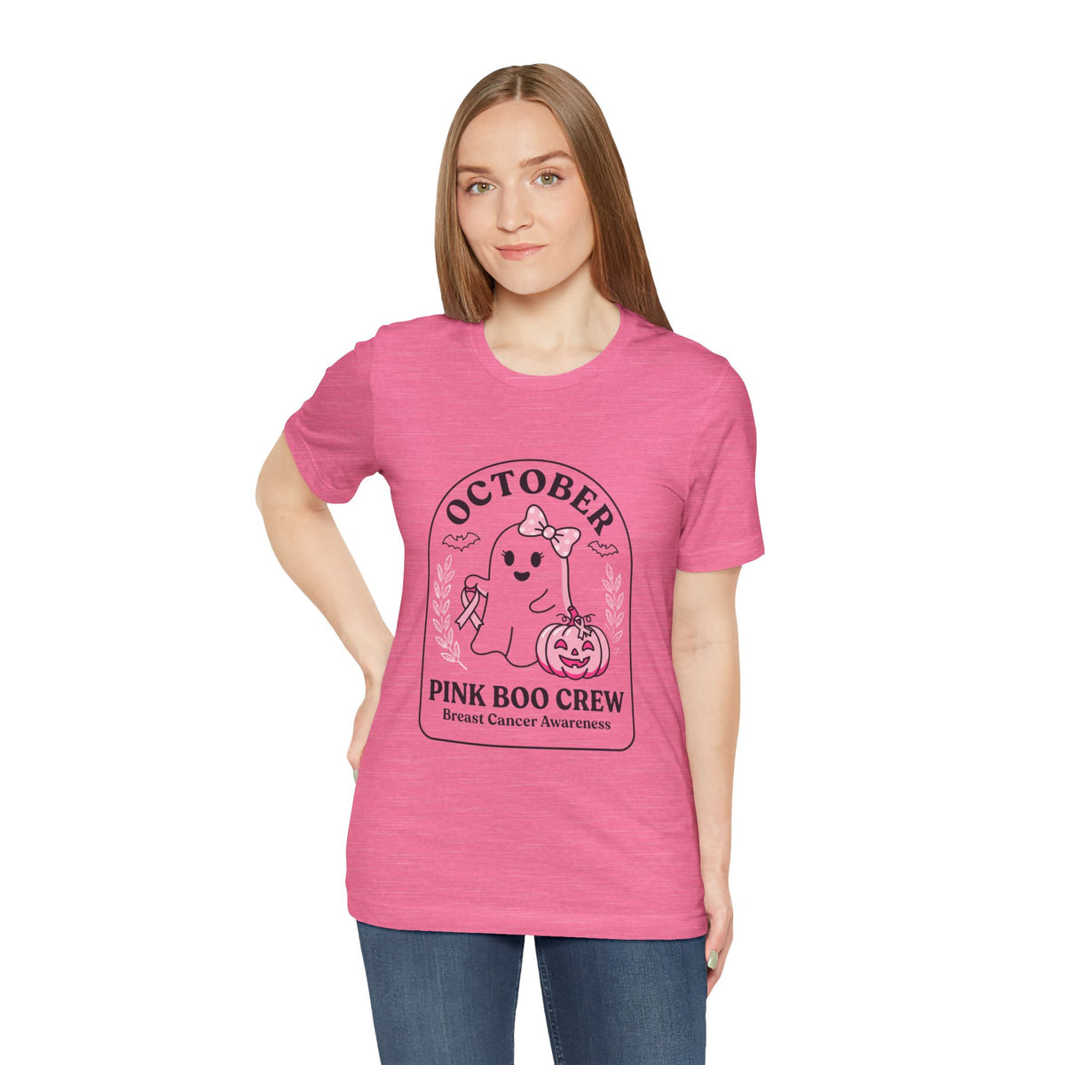 October Pink Boo Crew Tee — Breast Cancer Awareness Ghost T-Shirt