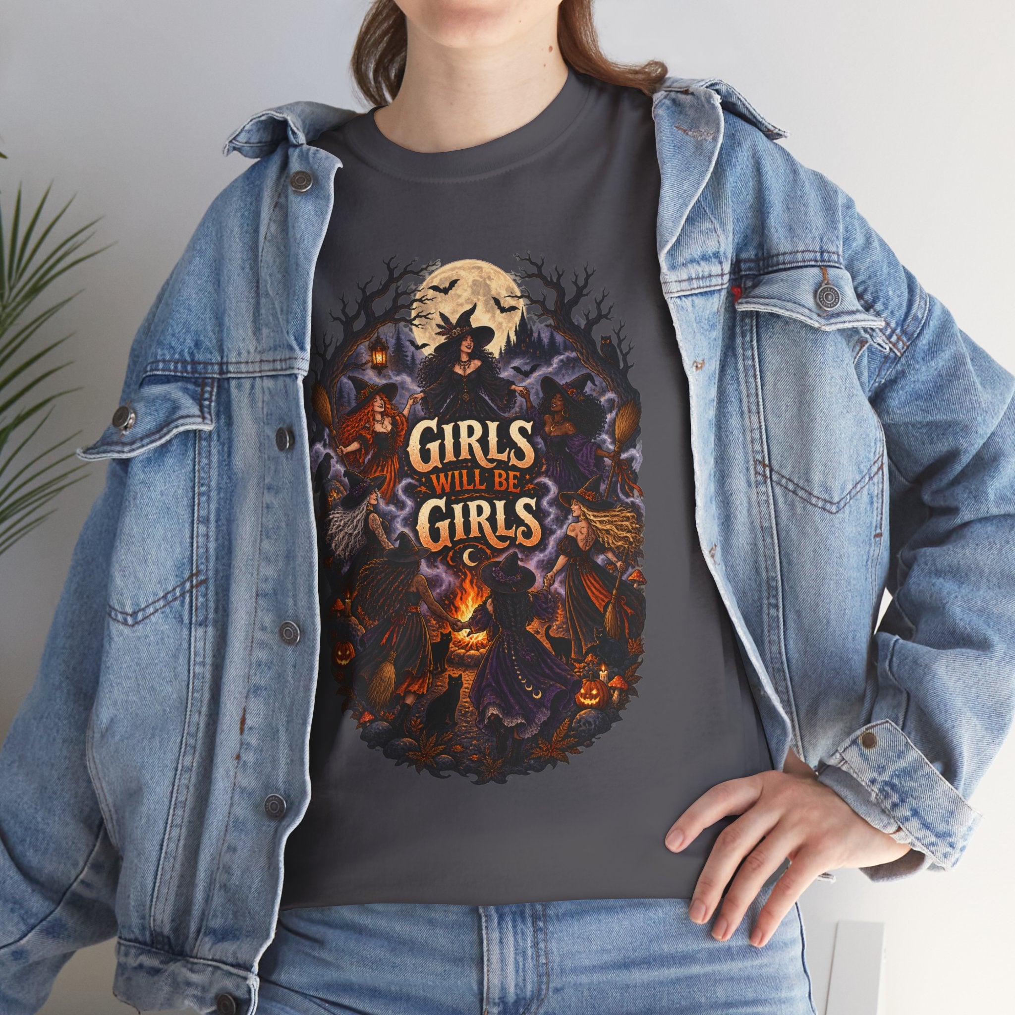 Girls Will Be Girls T-Shirt — Witchy Campfire Illustration Tee