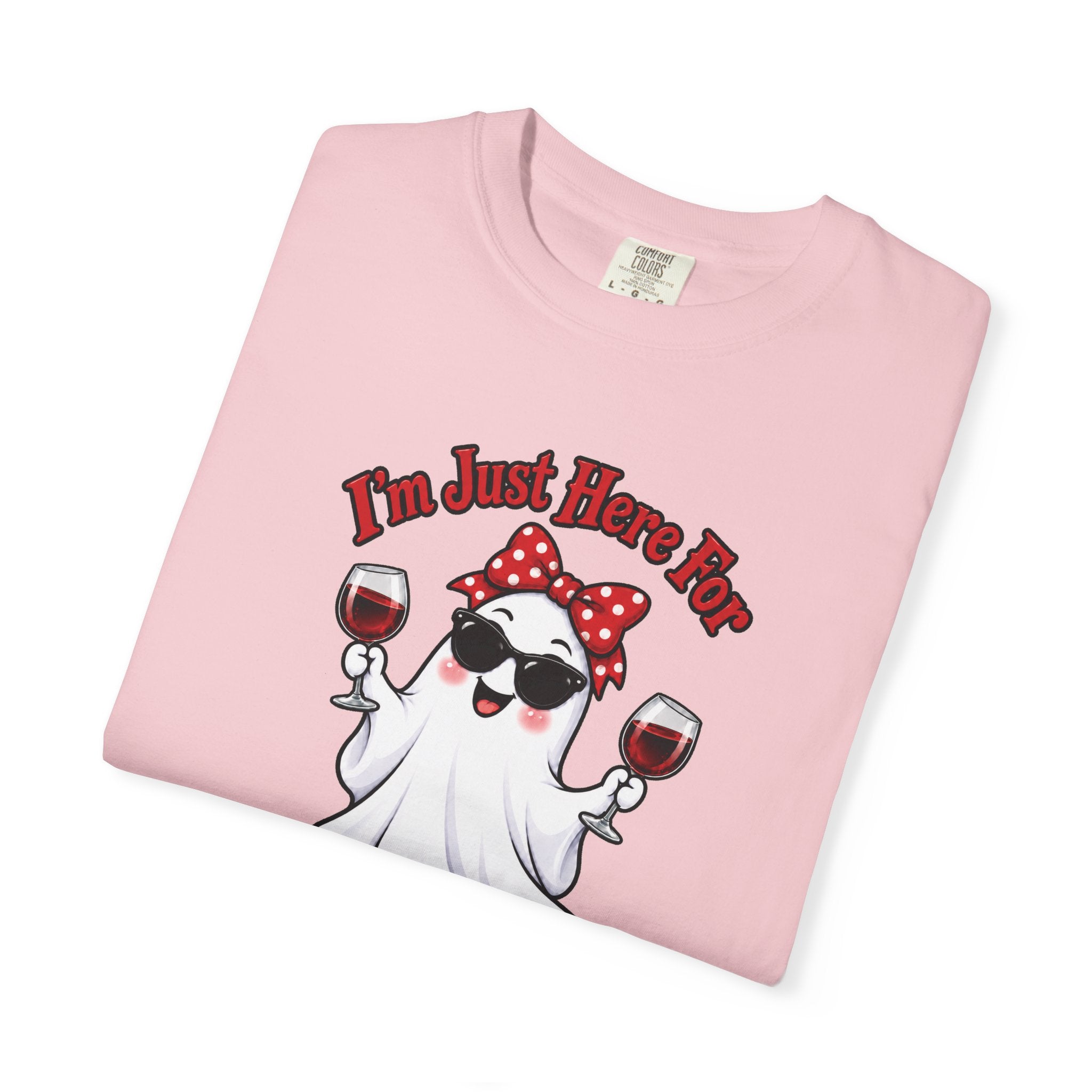 Wine Ghost T-Shirt — "I'm Just Here For The Spirits" Halloween Tee