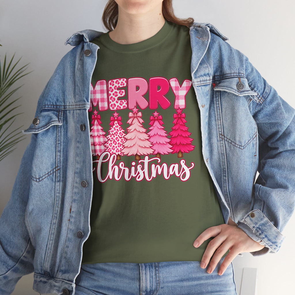 Merry Christmas Pink Christmas Tree T-Shirt