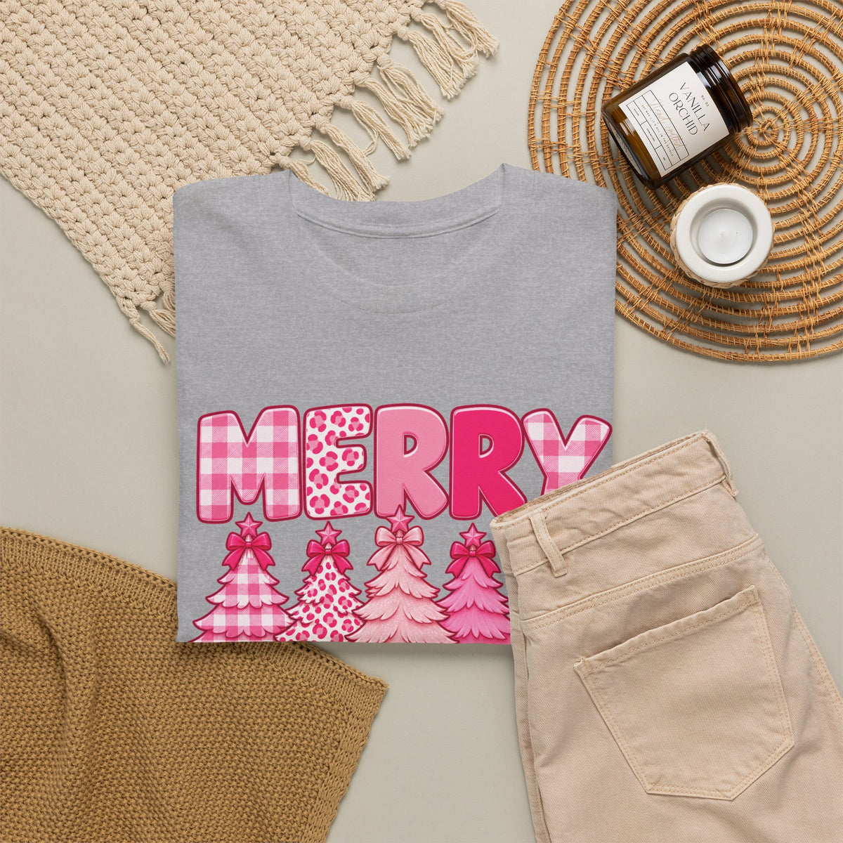 Merry Christmas Pink Christmas Tree T-Shirt