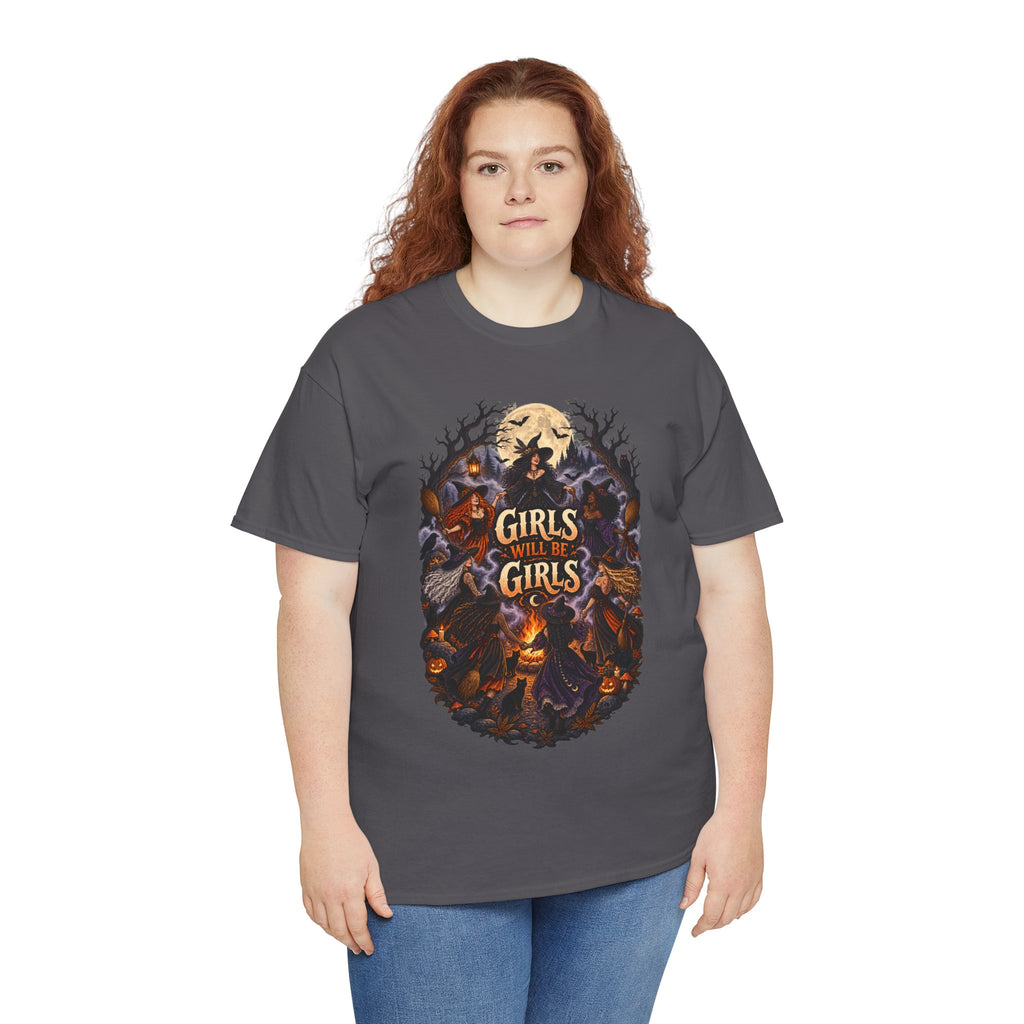 Girls Will Be Girls T-Shirt — Witchy Campfire Illustration Tee