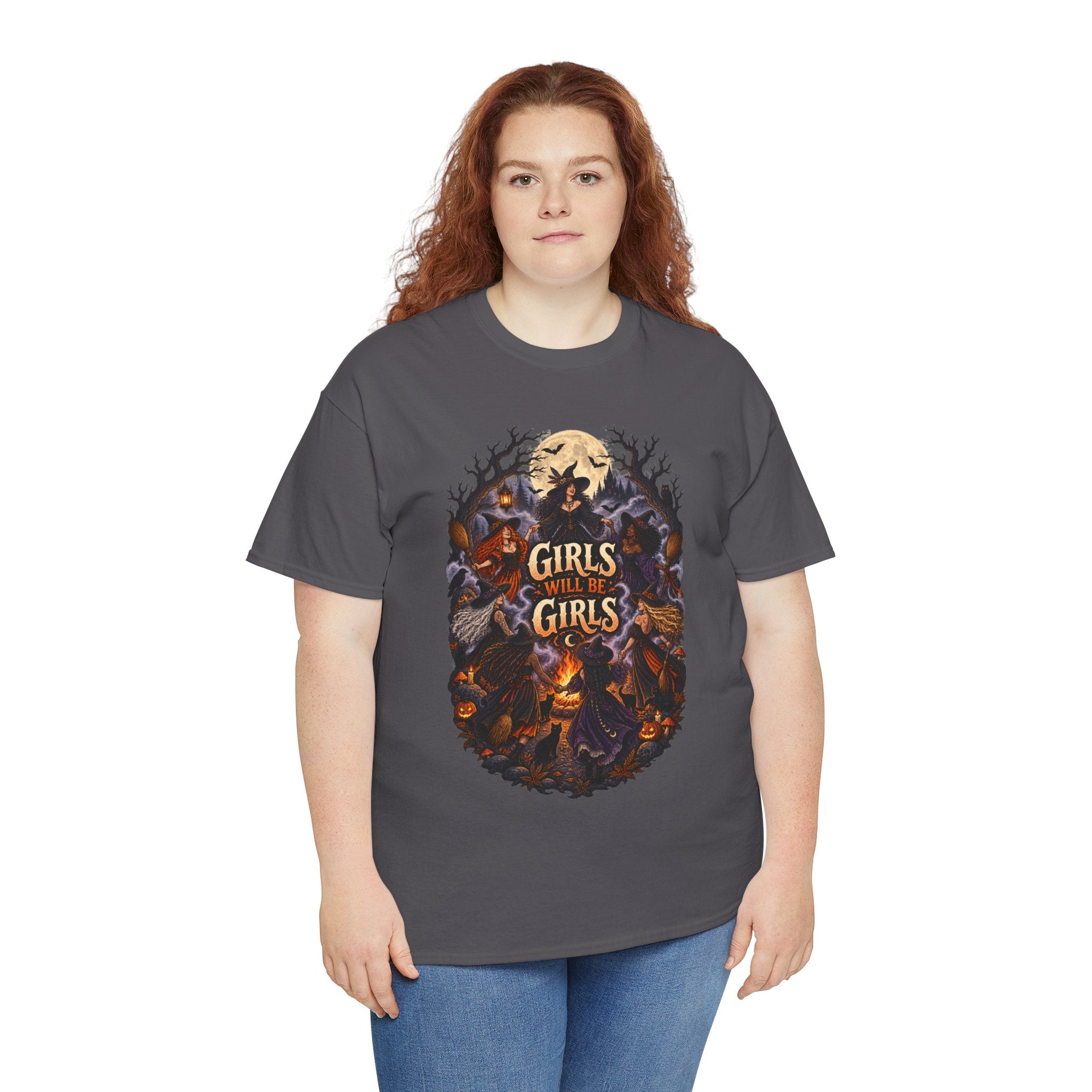 Girls Will Be Girls T-Shirt — Witchy Campfire Illustration Tee