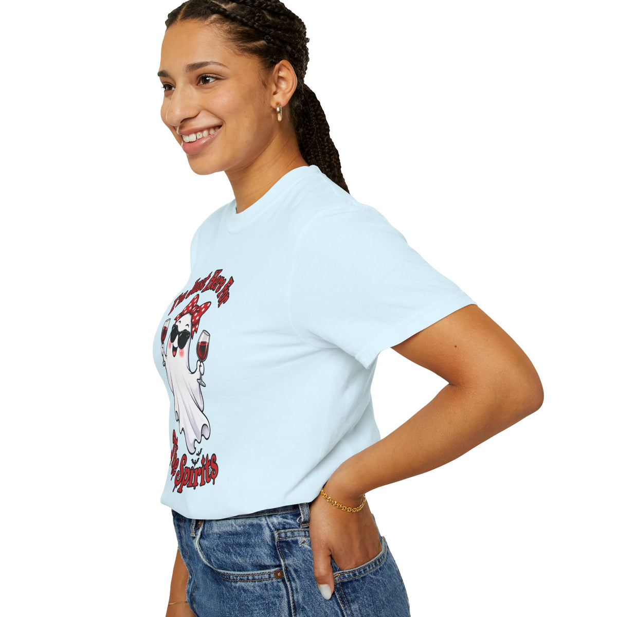 Wine Ghost T-Shirt — "I'm Just Here For The Spirits" Halloween Tee