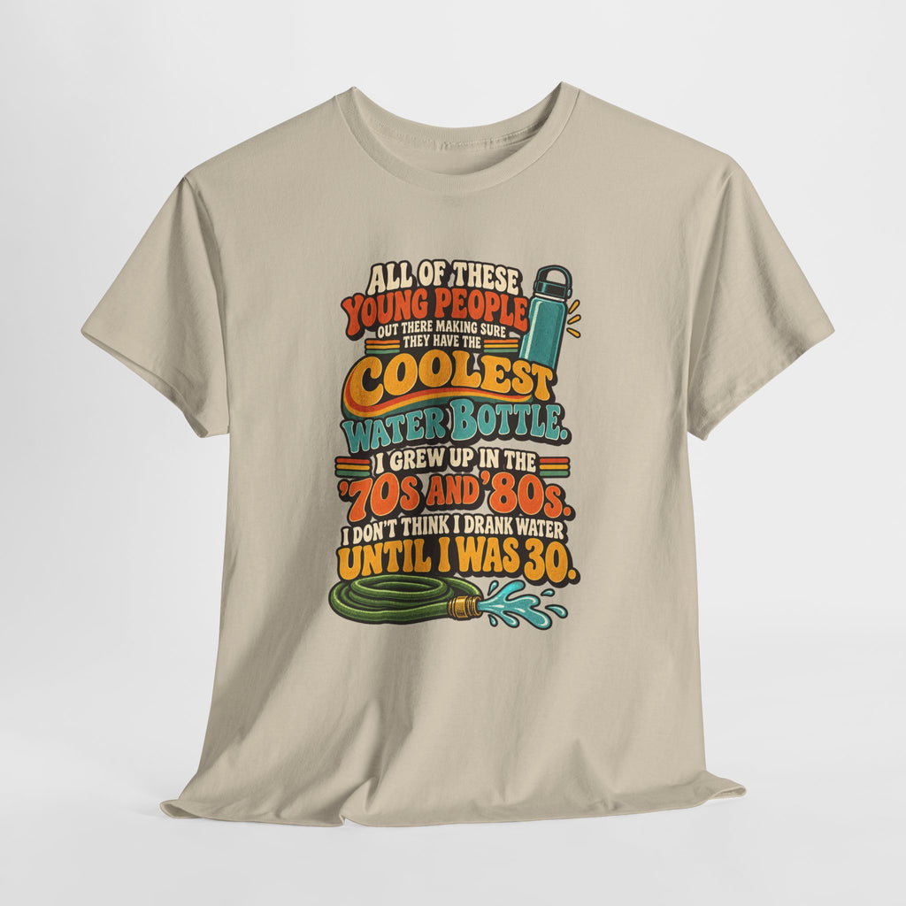 Retro 70s-80s Funny Water Bottle Tee — "Coolest Water Bottle" Graphic T-Shirt