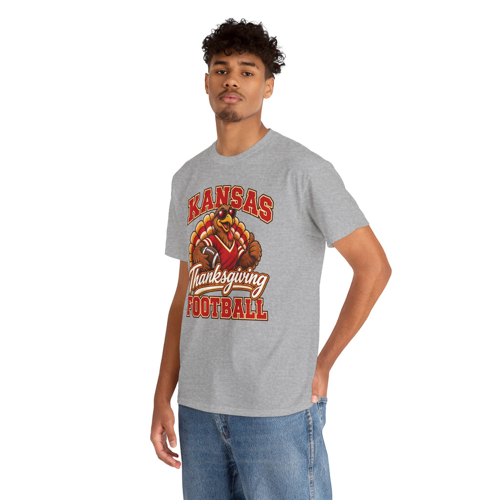 Kansas Thanksgiving Football T‑Shirt — Turkey Mascot Holiday Game Tee