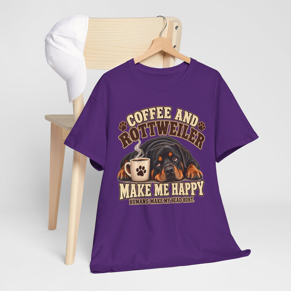 Coffee and Rottweiler Tee — "Coffee and Rottweiler Make Me Happy" Dog Lover Shirt