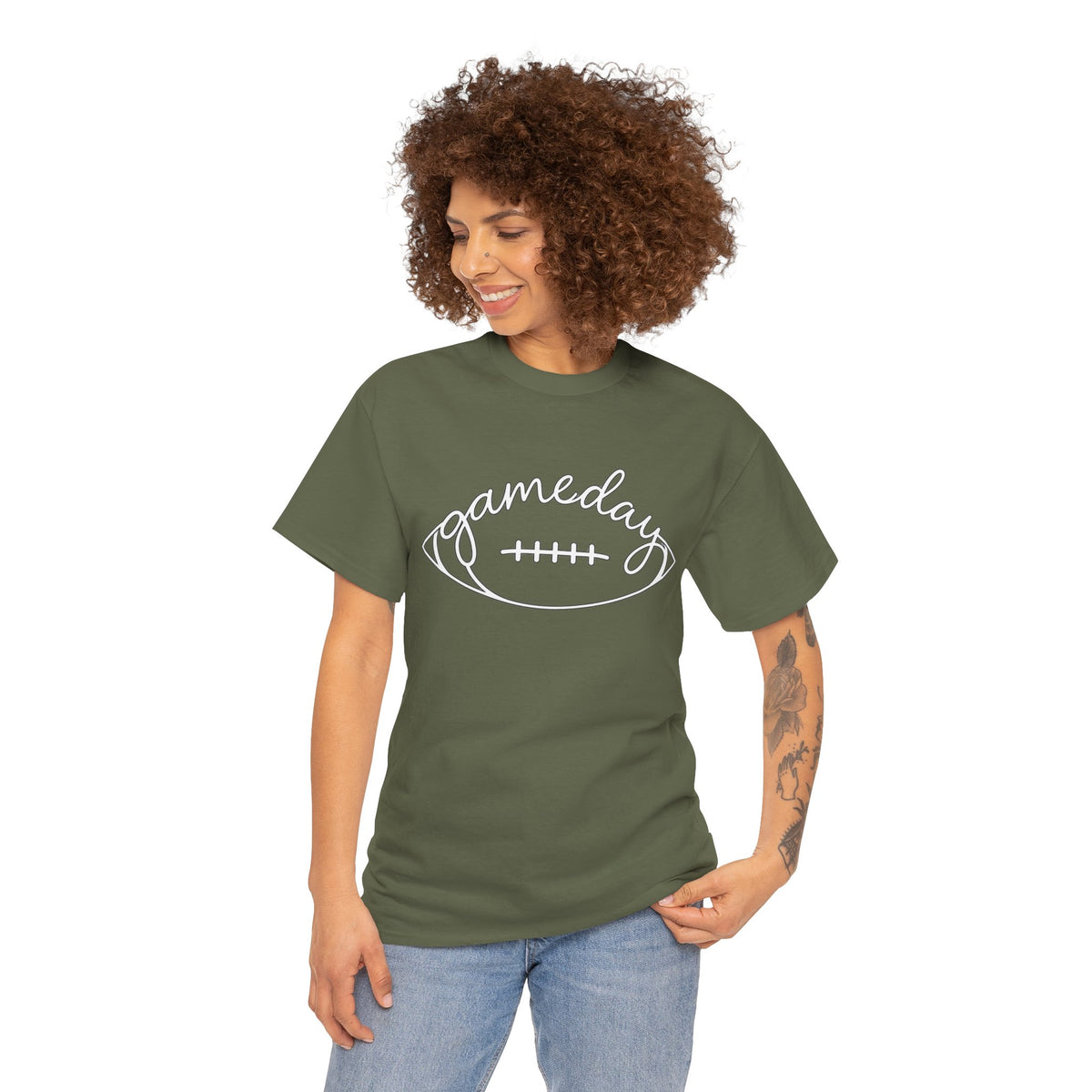 Gameday Football Tee — 'gameday' Script Football Graphic T-Shirt