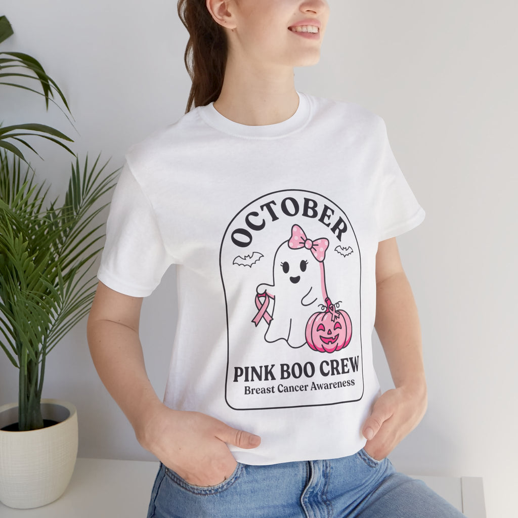 October Pink Boo Crew Tee — Breast Cancer Awareness Ghost T-Shirt