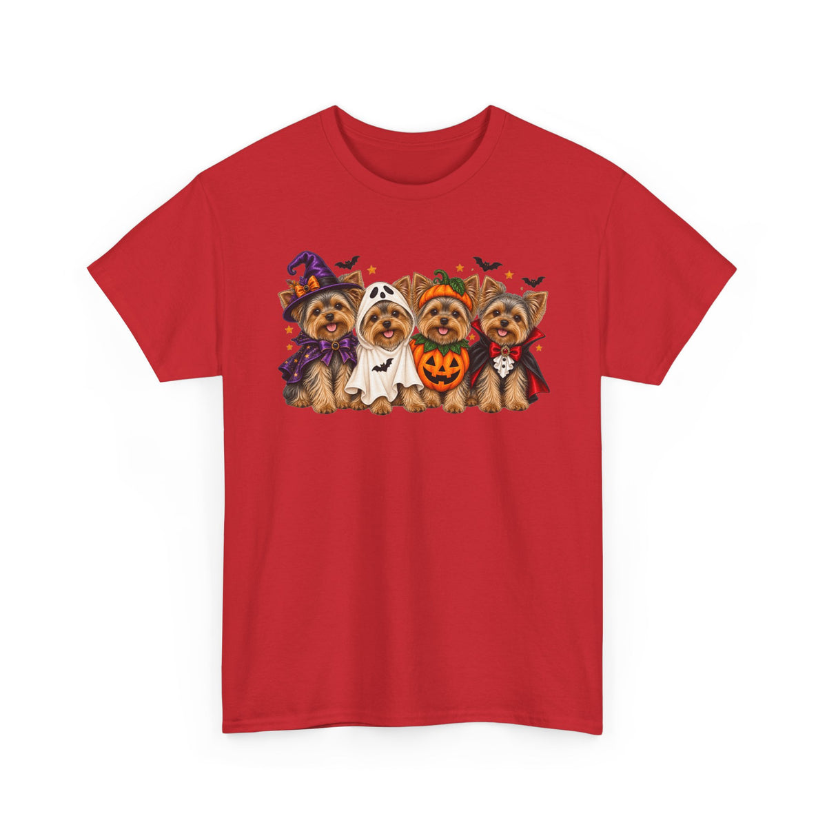 Halloween Yorkie T-Shirt — Cute Yorkies in Costumes (Pumpkin, Ghost, Witch, Vampire)