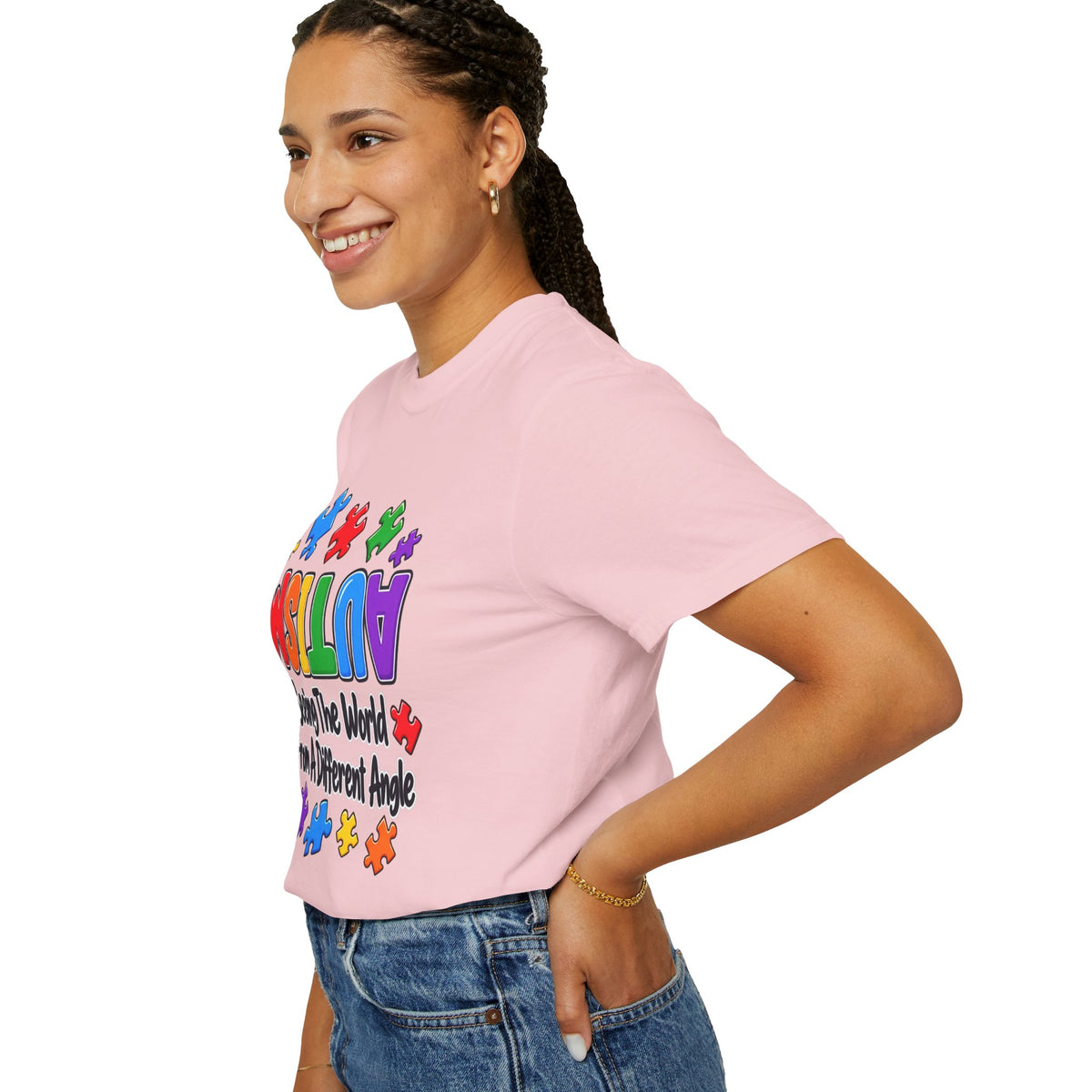 Autism Awareness T-Shirt — "Seeing the World From a Different Angle" Puzzle Design