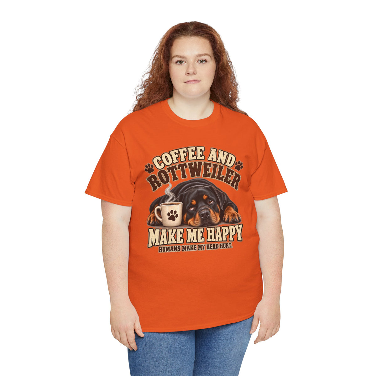 Coffee and Rottweiler Tee — "Coffee and Rottweiler Make Me Happy" Dog Lover Shirt