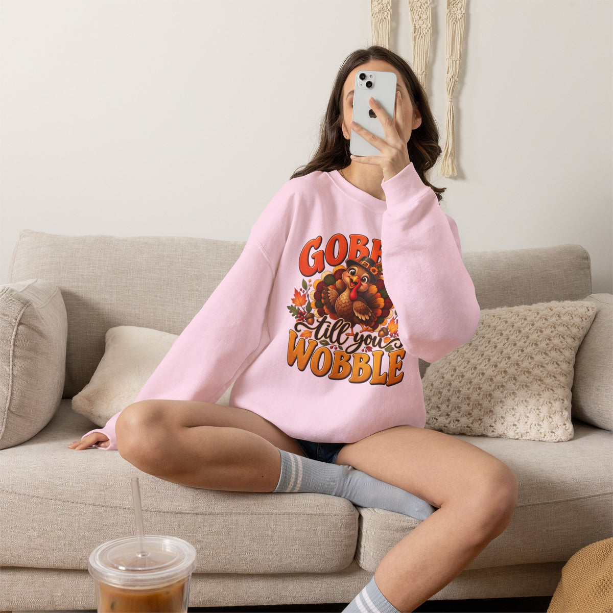 Thanksgiving Turkey 'Gobble Till You Wobble' Crewneck Sweatshirt