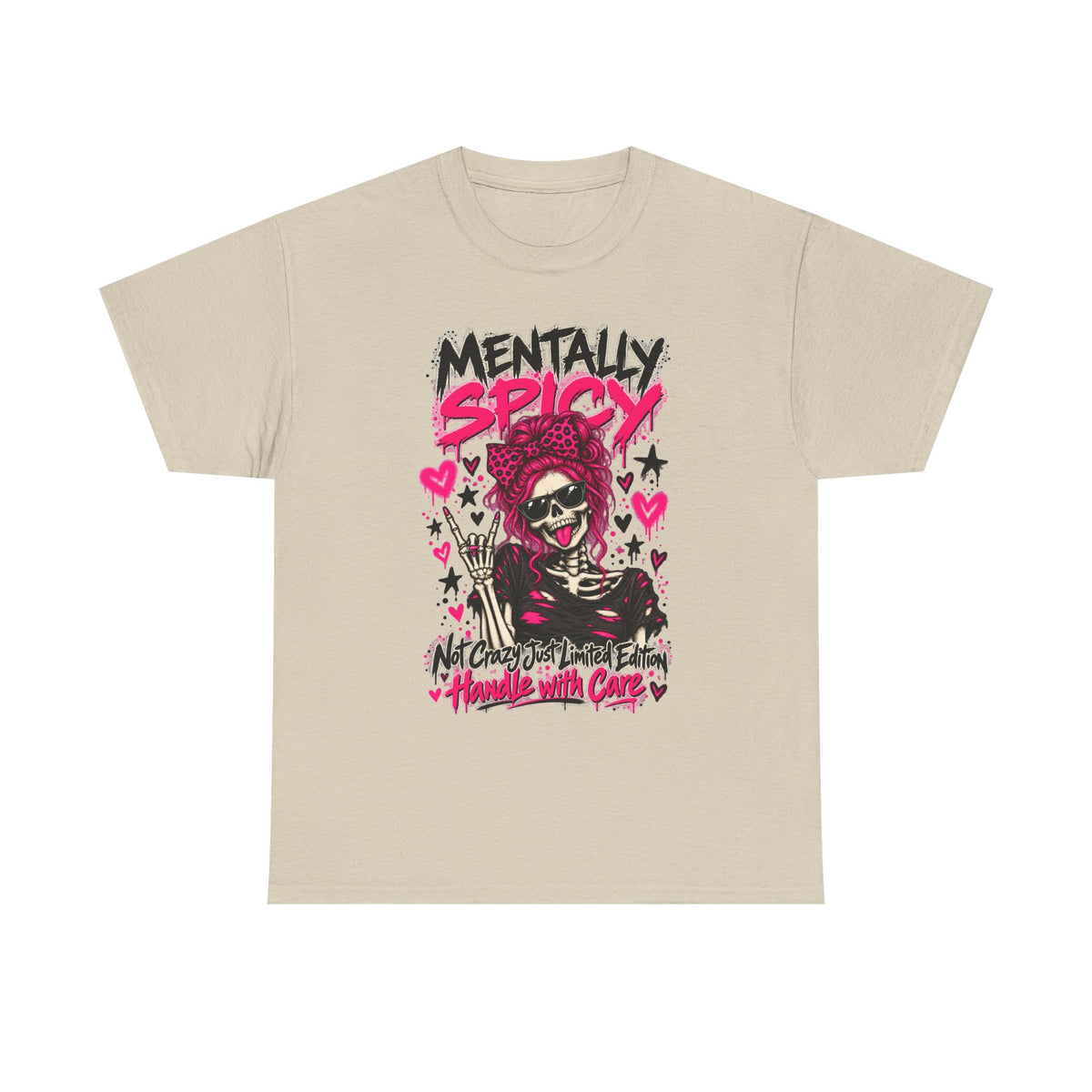 Mentally Spicy Skeleton Graphic T-Shirt