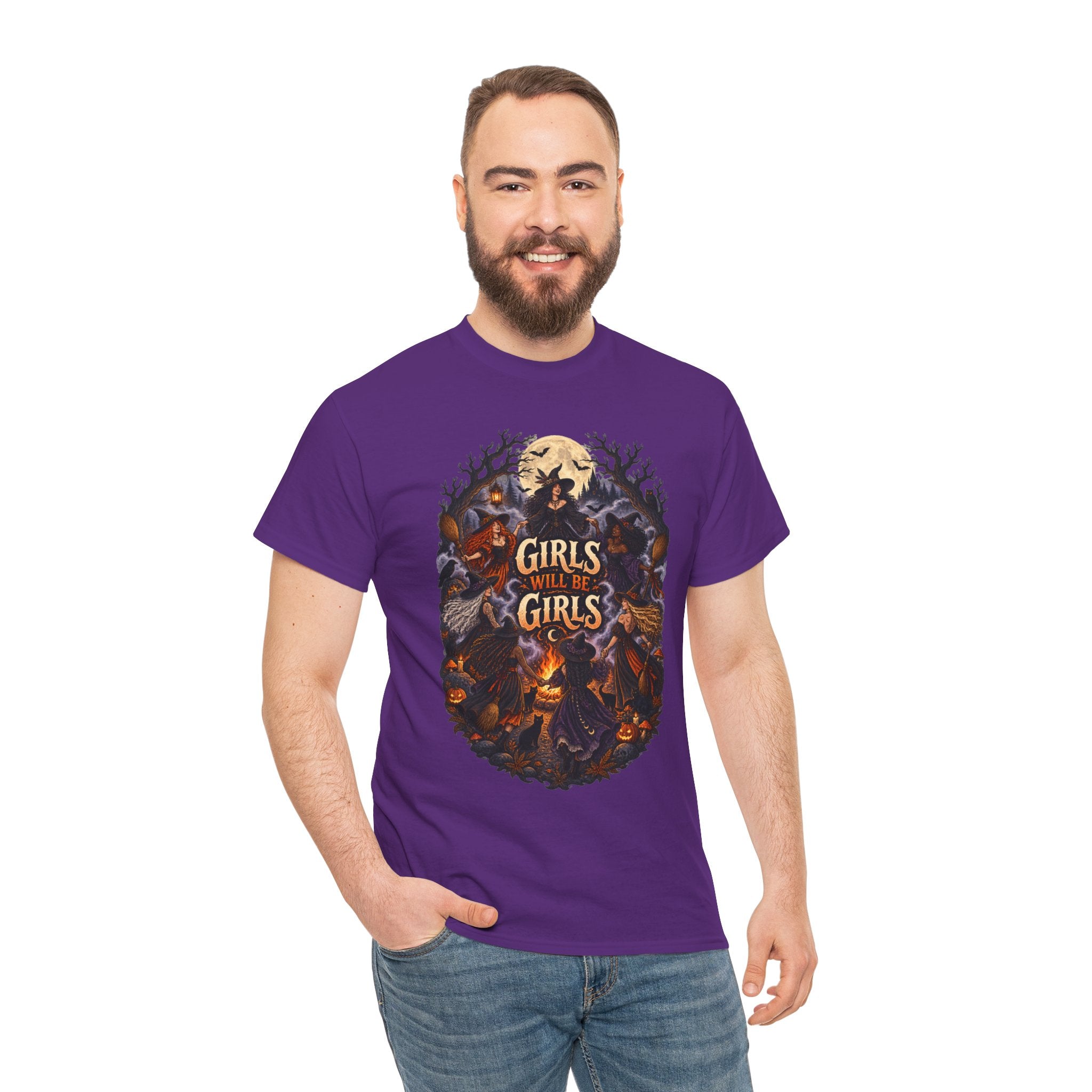 Girls Will Be Girls T-Shirt — Witchy Campfire Illustration Tee