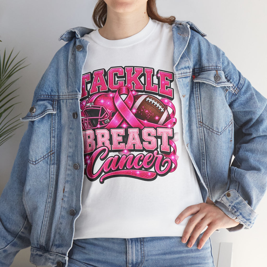 T-Shirt — "Tackle Breast Cancer" Pink Football Awareness Tee