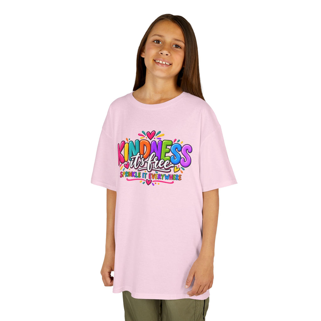 Kids Tee — "Kindness Is Free" Colorful Rainbow Graphic