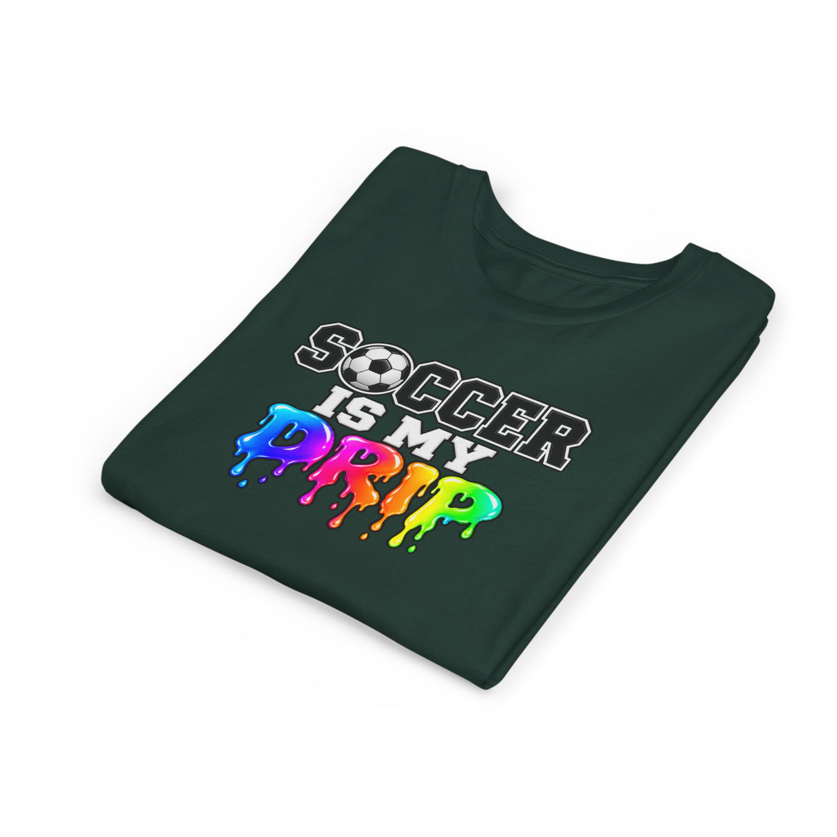 Youth Tee — "Soccer Is My Drip" Colorful Drip Soccer Graphic