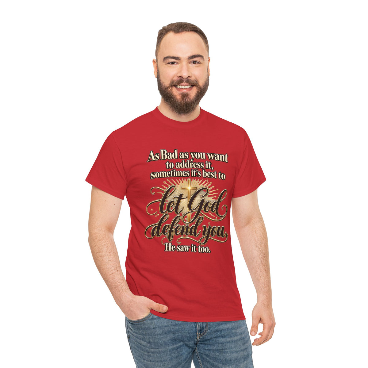 Let God Defend You Inspirational Christian T-Shirt