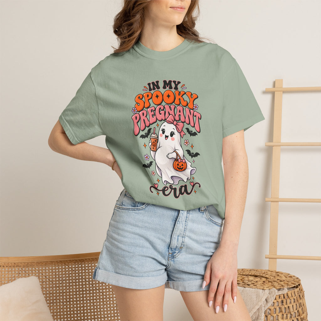 Pregnant Halloween T-Shirt — "In My Spooky Pregnant Era" Cute Ghost Maternity Tee