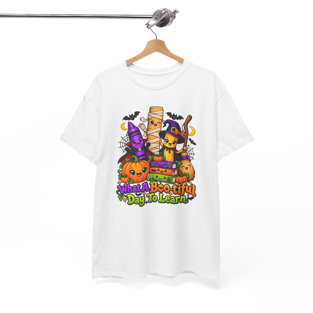 Halloween Teacher Tee — "What A Boo-tiful Day To Learn" Kids' Classroom Shirt
