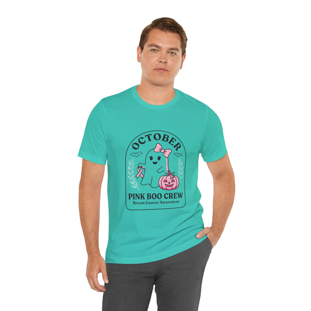 October Pink Boo Crew Tee — Breast Cancer Awareness Ghost T-Shirt