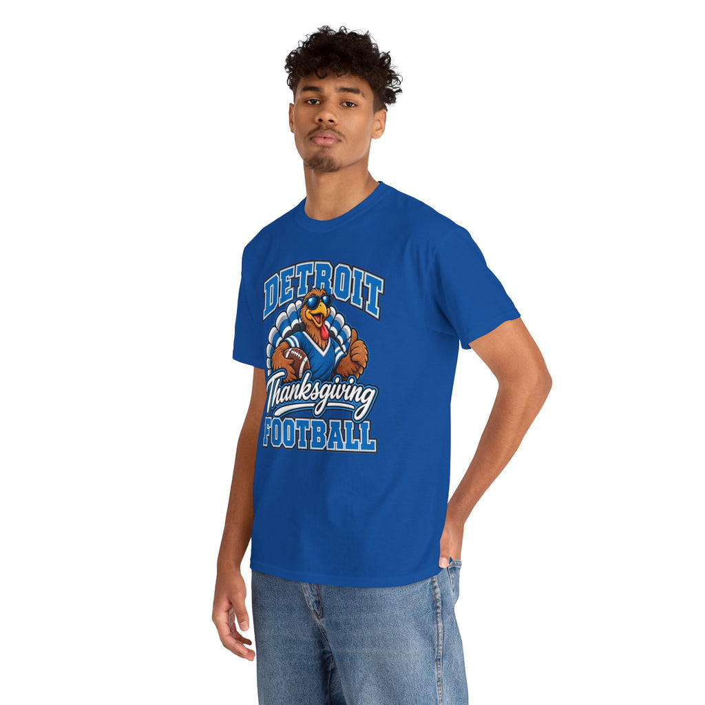 Detroit Thanksgiving Football Tee — Turkey Mascot Game Day Shirt