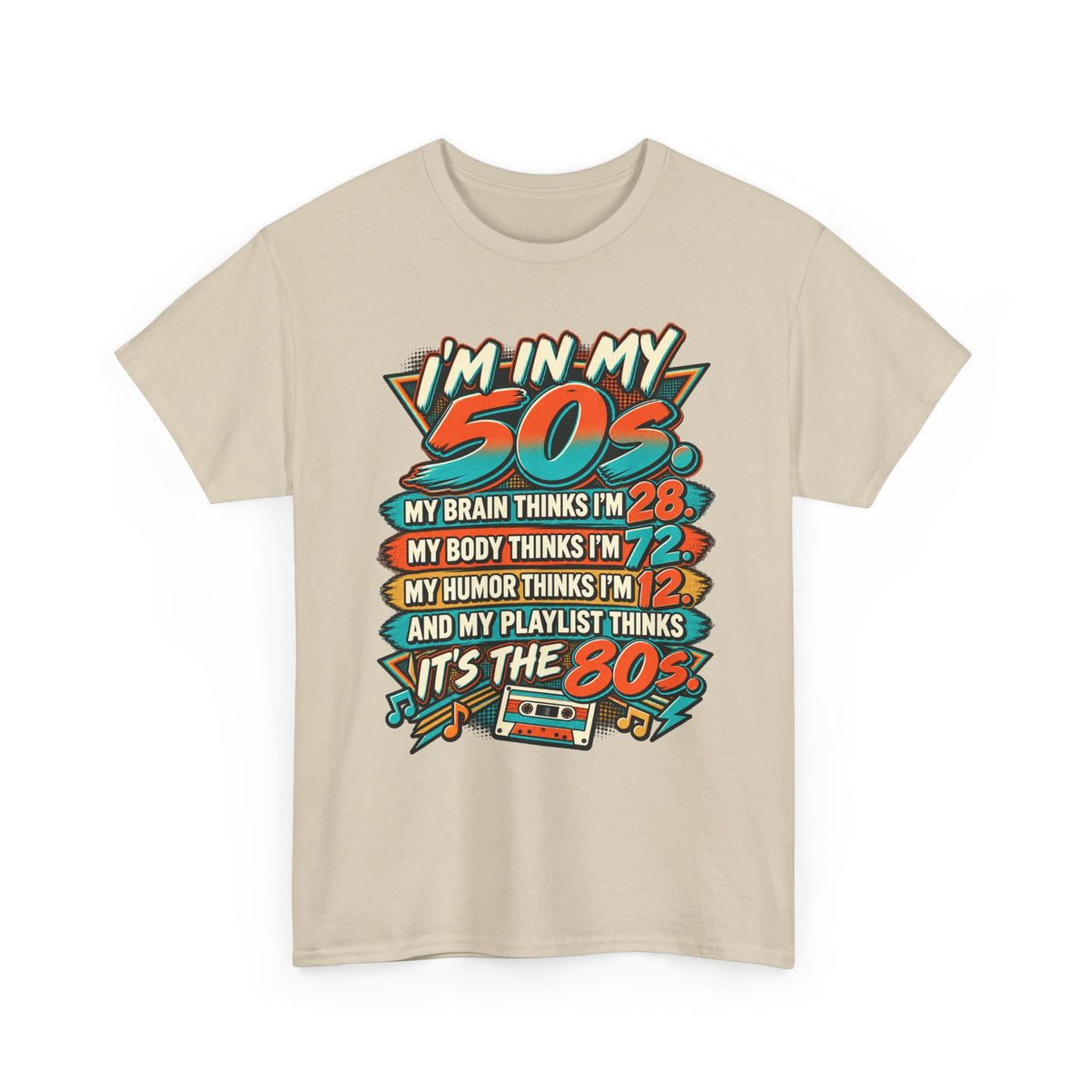Retro 50s Birthday T‑Shirt — "I'm in My 50s" 80s Playlist Cassette Tee