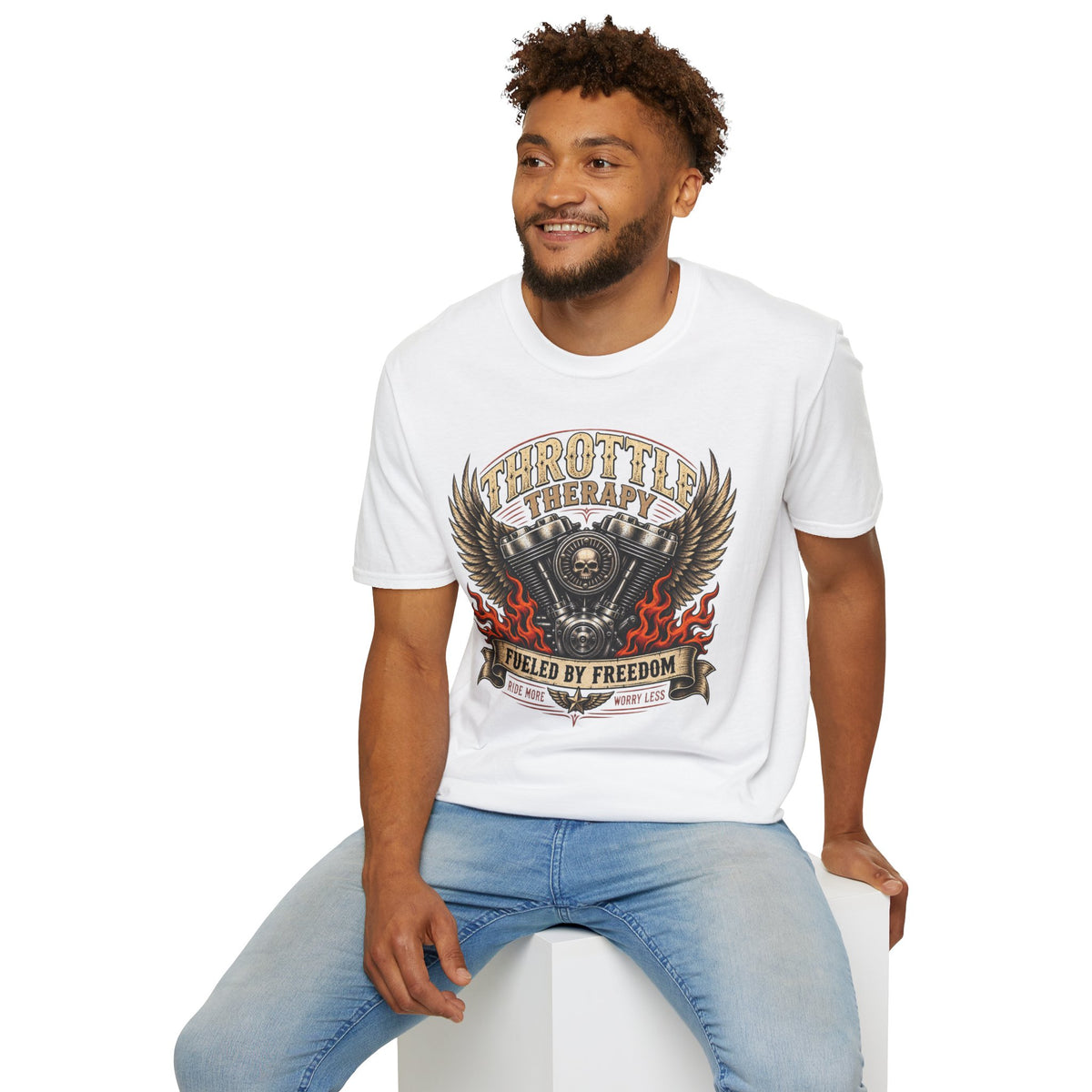 Throttle Therapy Motorcycle T‑Shirt — Fueled by Freedom Riding Tee