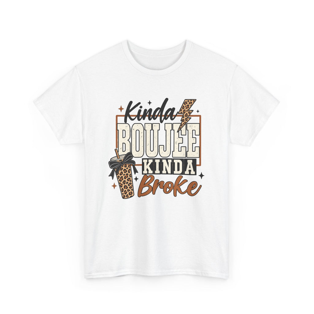 Kinda Boujee Kinda Broke Tee — Leopard Coffee Cup Graphic Shirt