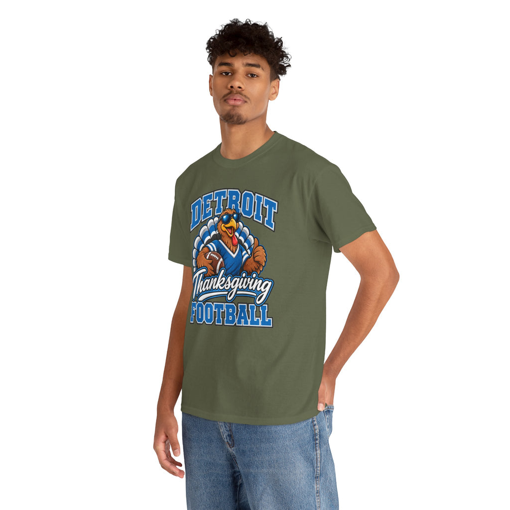 Detroit Thanksgiving Football Tee — Turkey Mascot Game Day Shirt