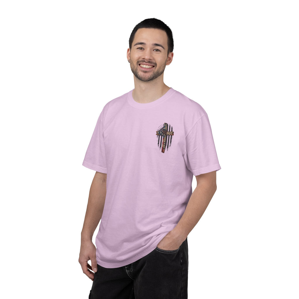 T-Shirt — 'I Can't But I Know A Guy' American Flag Cross Graphic