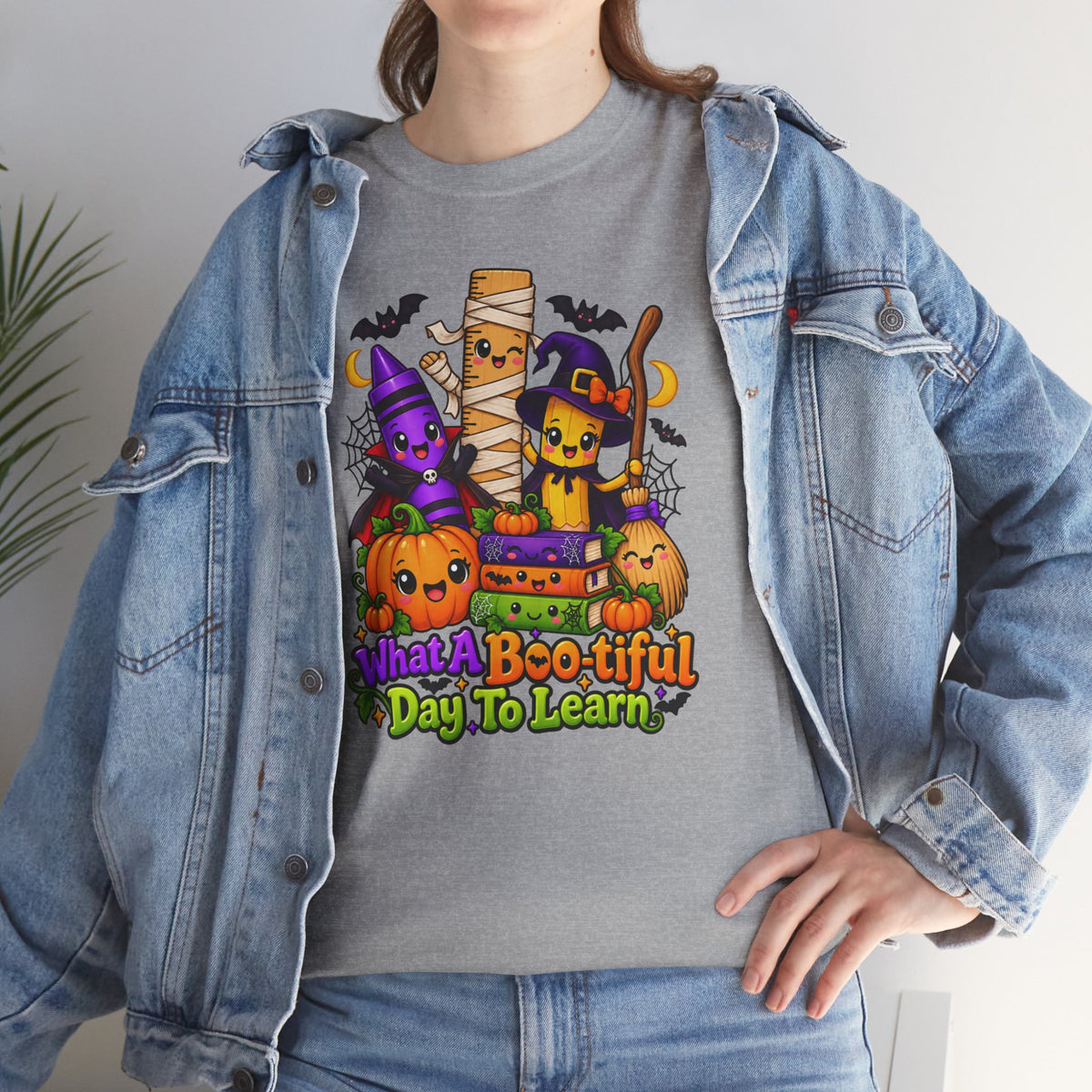 Halloween Teacher Tee — "What A Boo-tiful Day To Learn" Kids' Classroom Shirt