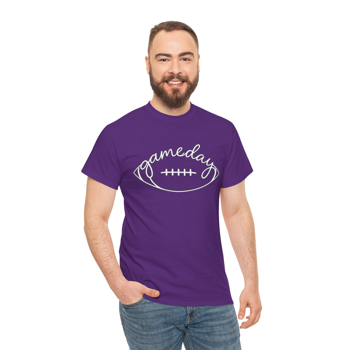 Gameday Football Tee — 'gameday' Script Football Graphic T-Shirt
