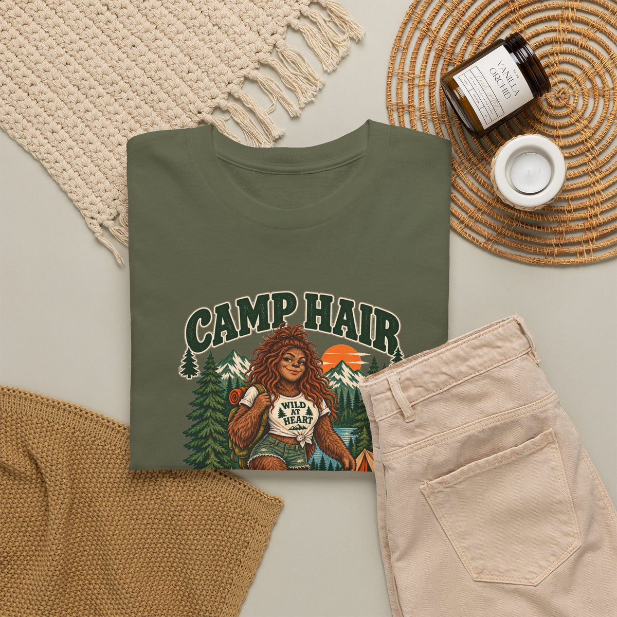 Camp Hair Don't Care T-Shirt — Retro Camping Graphic Tee