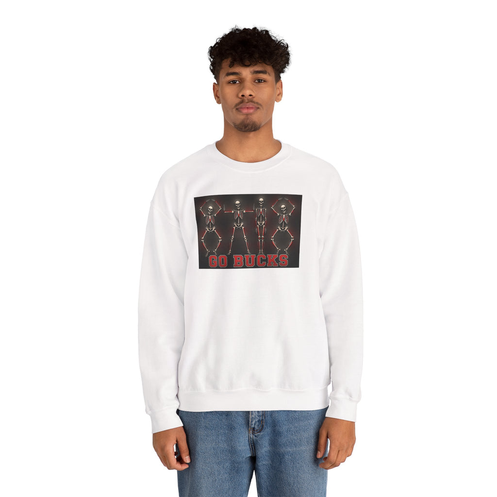 Crewneck Sweatshirt — 'Go Bucks' Dance Skeletons Graphic