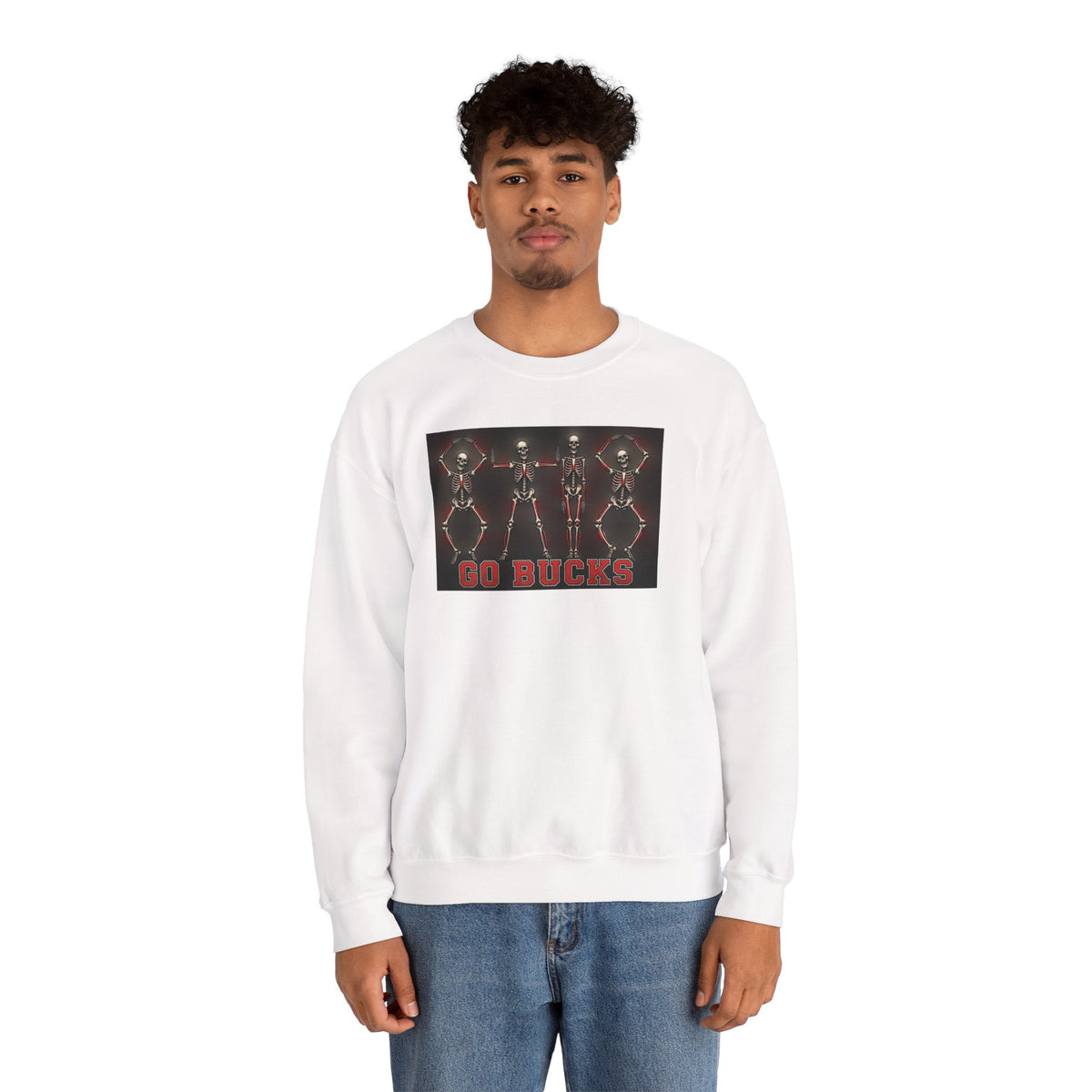 Crewneck Sweatshirt — 'Go Bucks' Dance Skeletons Graphic