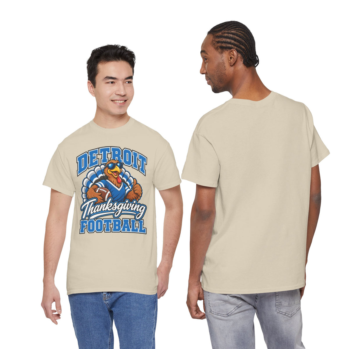 Detroit Thanksgiving Football Tee — Turkey Mascot Game Day Shirt
