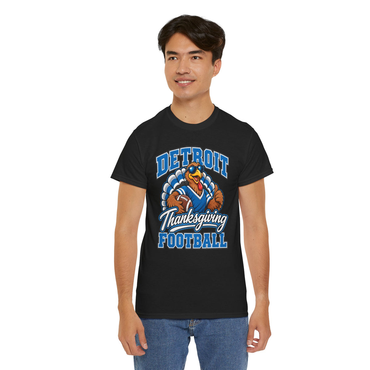 Detroit Thanksgiving Football Tee — Turkey Mascot Game Day Shirt