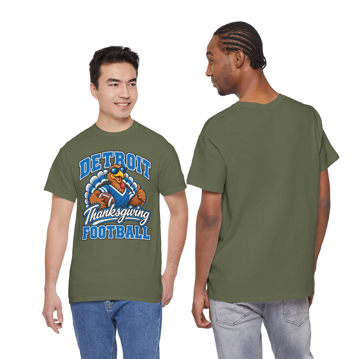 Detroit Thanksgiving Football Tee — Turkey Mascot Game Day Shirt